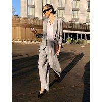 BAUKJEN Wool Blend Checked Tailored Wide Leg Trousers Black Mix