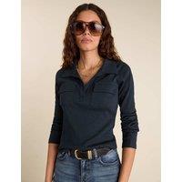 BAUKJEN Pure Cotton Ribbed Collared Top Navy