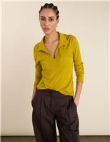 Pure Cotton Ribbed Collared Top