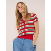 Nobody's Child Striped Collared Button Through Knitted Top Multi