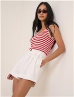 Cotton Rich Denim High Waisted Shorts