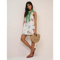 Nobody's Child Cotton Rich Printed Crew Neck Mini Shift Dress White