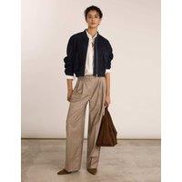 BAUKJEN Pure Wool Wide Leg Trousers Natural