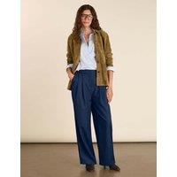 BAUKJEN Pure Wool Wide Leg Trousers Dark Navy