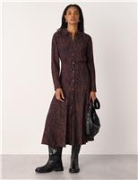 Animal Print Button Through Midi Shirt Dress