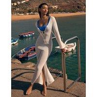 Triumph Beach Crochet MyWear Knitted V-Neck Maxi Beach Dress White