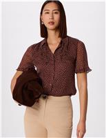 Whistles Polka Dot Collared Shirt Brown Mix