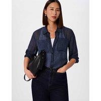 Whistles Checked Collared Shirt Navy Mix