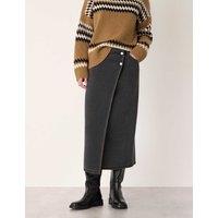 Whistles Denim Midi Wrap Skirt Black