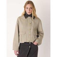 Whistles Pure Cotton Collared Utility Jacket Taupe