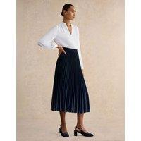 HOBBS Pleated Midi Skirt Blue Mix