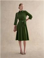 HOBBS Cotton Rich Midi Skater Dress Green