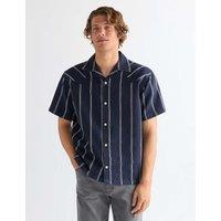 Wrangler Cotton Rich Short Sleeve Resort Shirt Navy Mix