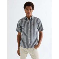 Wrangler Regular Fit Pure Cotton Striped Short Sleeve Shirt Navy Mix