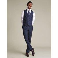 Charles Tyrwhitt Regular Fit Pure Wool Textured Waistcoat Dark Blue