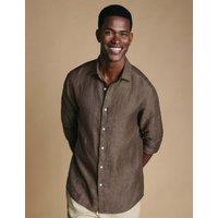 Charles Tyrwhitt Slim Fit Pure Linen Shirt Brown