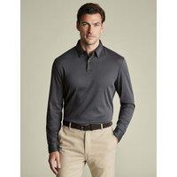 Charles Tyrwhitt Pure Cotton Long Sleeve Polo Shirt Grey