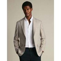Charles Tyrwhitt Slim Fit Pure Wool Check Textured Blazer Grey Mix