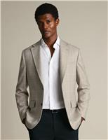 Slim Fit Pure Wool Check Textured Blazer