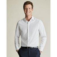 Charles Tyrwhitt Slim Fit Non Iron Cotton Linen Oxford Shirt White