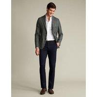 Charles Tyrwhitt Slim Fit Wool Blend Prince of Wales Check Jacket Olive