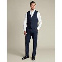 Charles Tyrwhitt Regular Fit Pure Wool Textured Waistcoat Navy