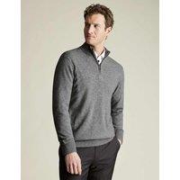 Charles Tyrwhitt Pure Cashmere Half Zip Jumper Grey