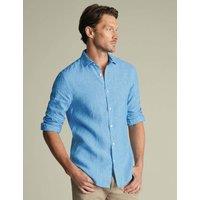 Charles Tyrwhitt Slim Fit Pure Linen Shirt Blue
