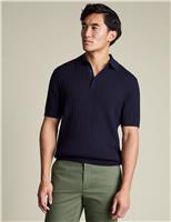 Pure Cotton Cable Knitted Polo Shirt
