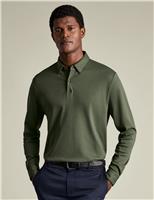 Pure Cotton Jersey Long Sleeve Polo Shirt