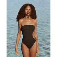 4th & Reckless Shara Textured Cut Out Bandeau Swimsuit Black