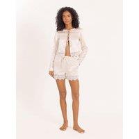 4th & Reckless Satin Lace Trim Shorts Cream