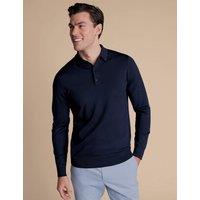 Charles Tyrwhitt Pure Merino Wool Collared Neck Jumper Navy
