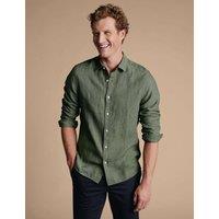 Charles Tyrwhitt Slim Fit Pure Linen Shirt Olive