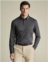 Charles Tyrwhitt Pure Cotton Long Sleeve Polo Shirt Brown
