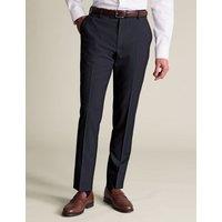 Charles Tyrwhitt Slim Fit Wool Rich Striped Trousers Navy Mix