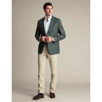 Charles Tyrwhitt Slim Fit Pure Wool Tweed Suit Jacket Dark Green Mix