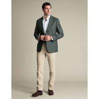Charles Tyrwhitt Slim Fit Pure Wool Tweed Suit Jacket Dark Green Mix