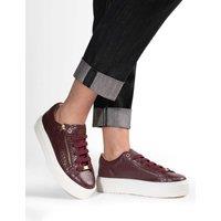 Jones Bootmaker Leather Chunky Platform Trainers Burgundy