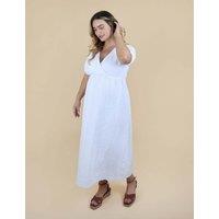 JoJo Maman Bb Maternity Broderie V-Neck Midi Dress White