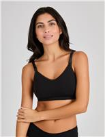 JoJo Maman Bb Lace Trim Seamless Maternity Nursing Bra Black