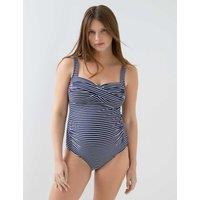 JoJo Maman Bb Maternity Striped Twist Front Swimsuit Navy