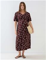 JoJo Maman Bb Maternity Spot Print Midi Dress Brown