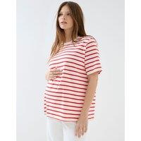 JoJo Maman Bb Maternity Pure Cotton Striped T-Shirt Bright Red