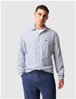 Rodd & Gunn Slim Fit Pure Linen Striped Shirt Navy