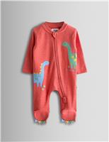 Pure Cotton Dino Applique Zip Sleepsuit (7lbs-18 Mths)
