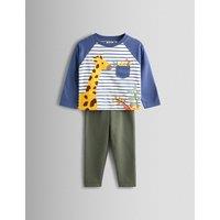 JoJo Maman Bb 2 Piece Pure Cotton Giraffe Outfit (6 Mths - 6 Yrs) Denim