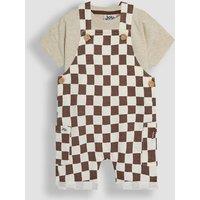 JoJo Maman Bb 2 Piece Pure Cotton Dungaree Outfit (0-24 Mths) Stone