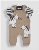 2 Piece Pure Cotton Zebra Dungaree Outfit (0-24 Mths)