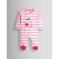 JoJo Maman Bb Pure Cotton Striped Sleepsuit (7lbs-12 Mths) Pink